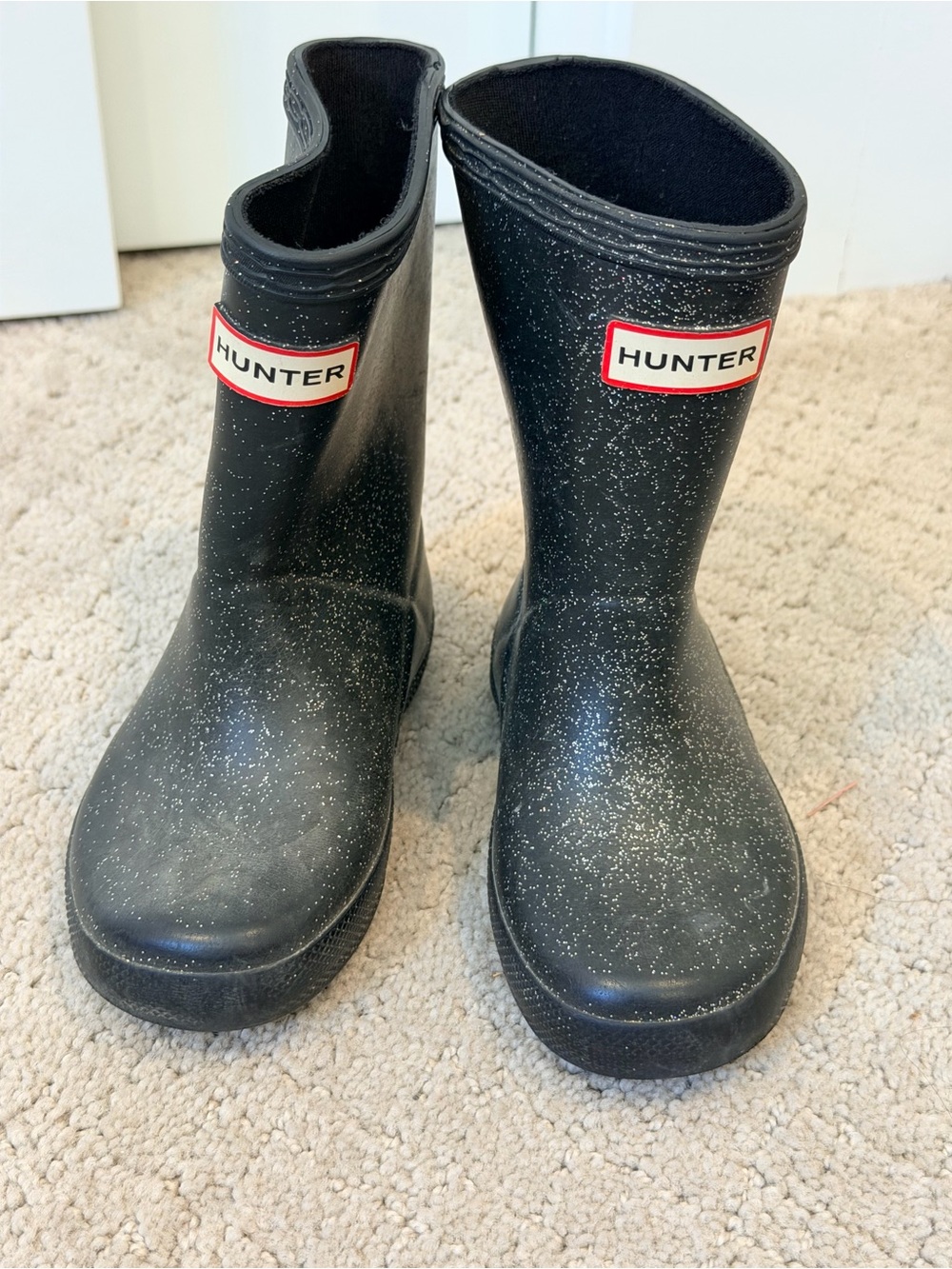 Hunter Kids Black Sparkle Rain Boots